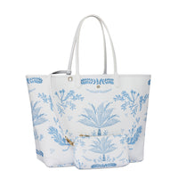 Carla XL Tote Bag Mavi Palmiyeler
