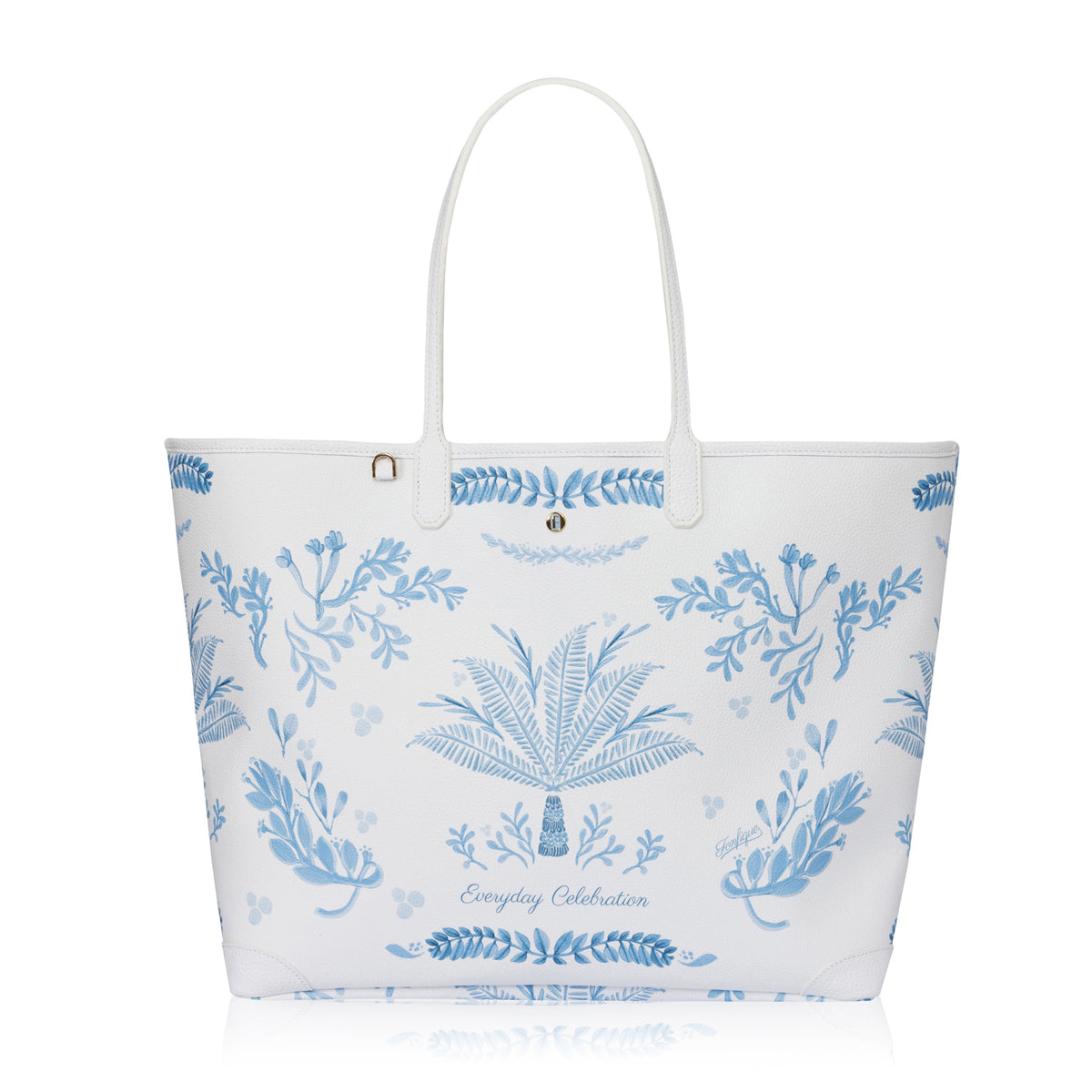 Carla XL Tote Bag Mavi Palmiyeler