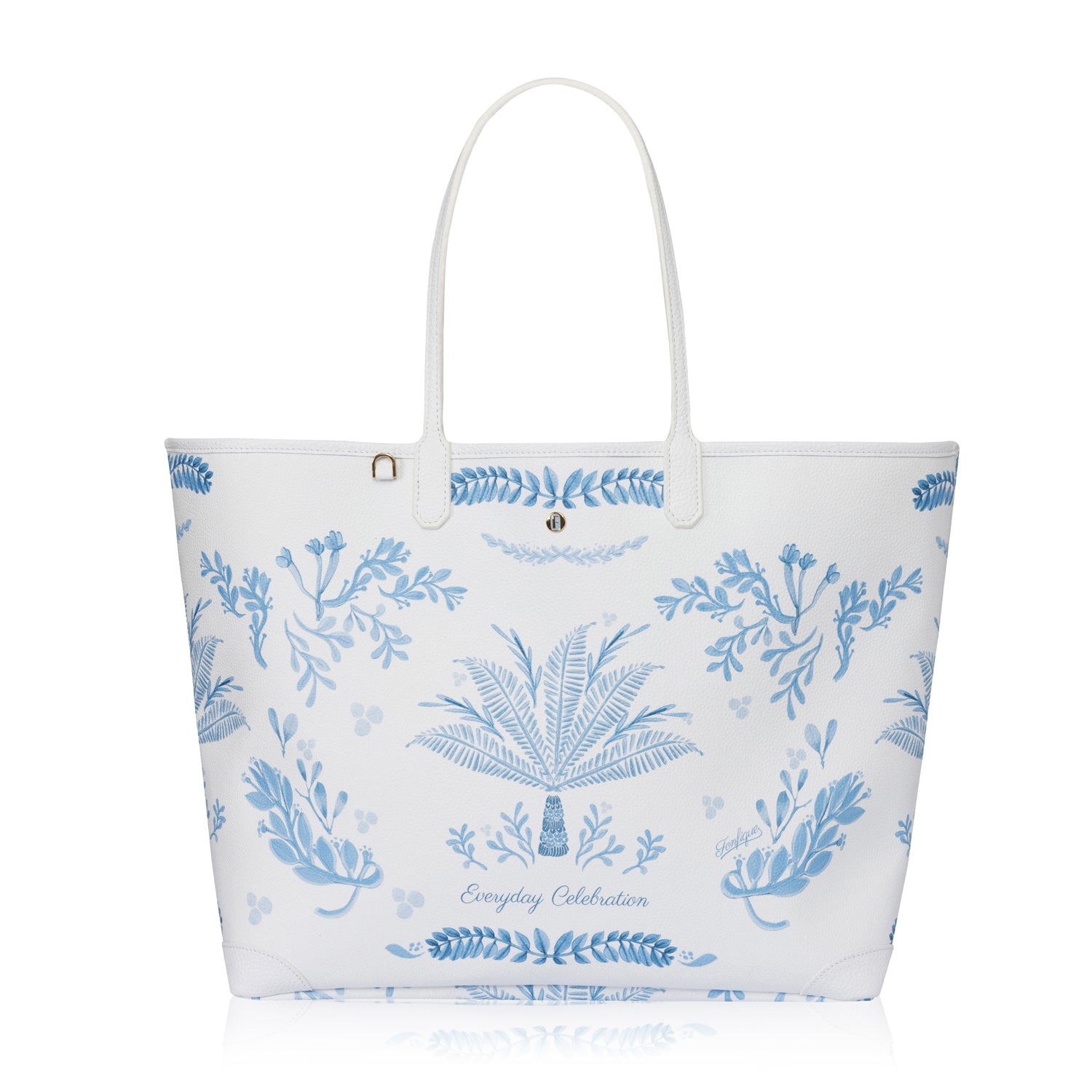 Carla XL Tote Bag Mavi Palmiyeler