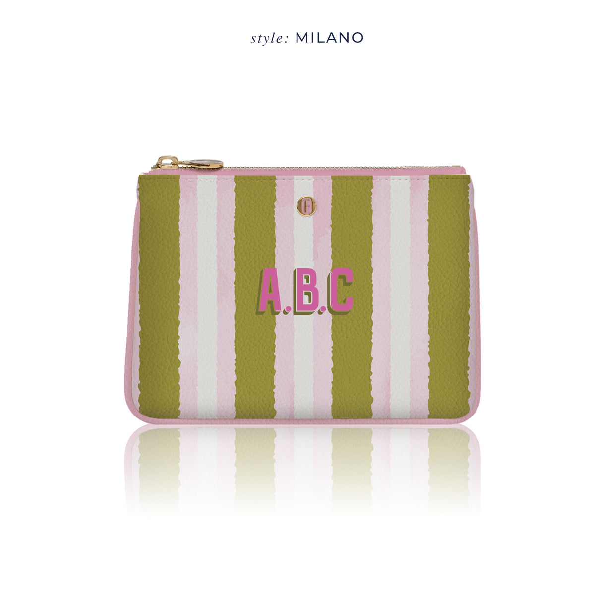 Lilium Poşet Çanta Pembe - Yeşil Stripe