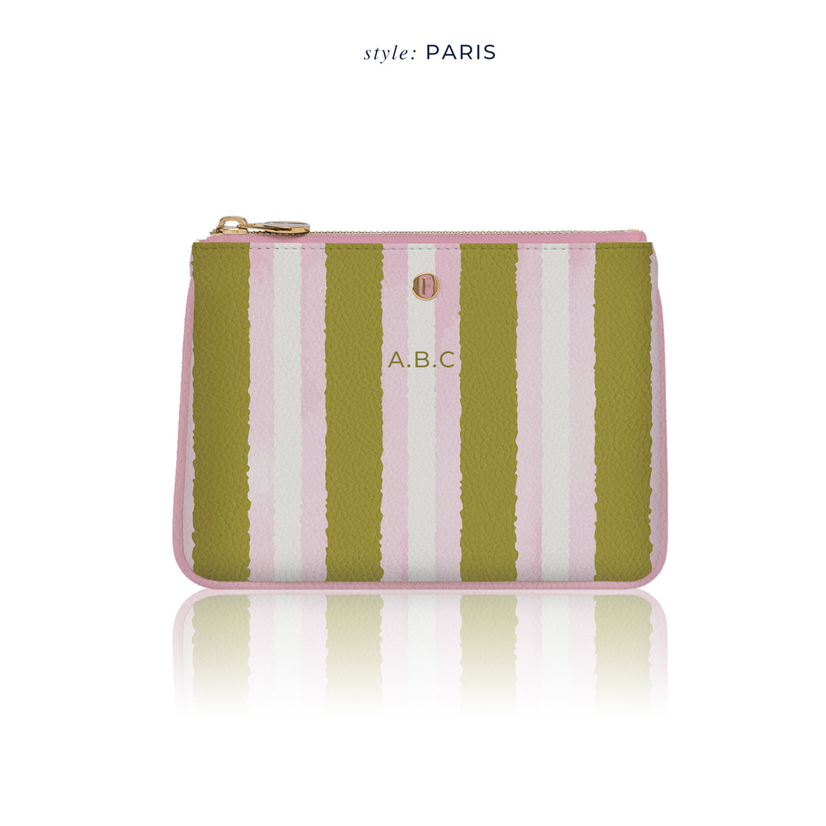 Lilium Poşet Çanta Pembe - Yeşil Stripe