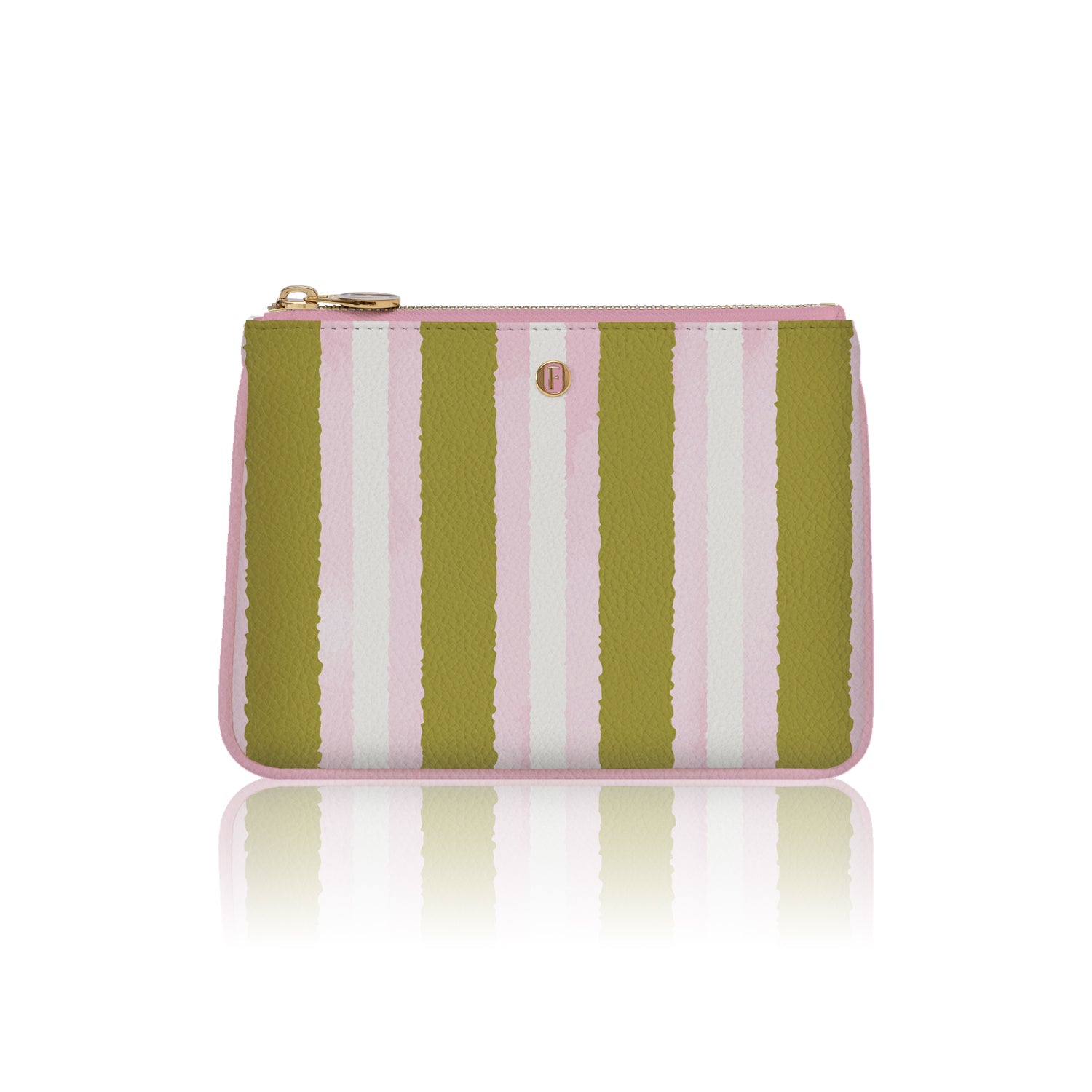 Lilium Poşet Çanta Pembe - Yeşil Stripe