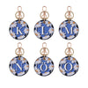 fonfique anahtarlık keyholder papatya daisy mavi blue beyaz white  hediye gift monogram alfabe  alphabet boncuk bead