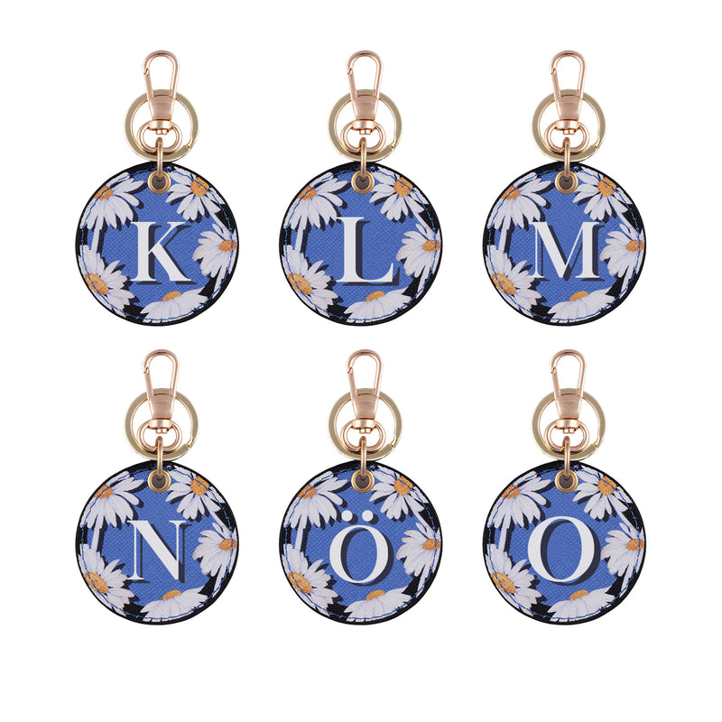 fonfique anahtarlık keyholder papatya daisy mavi blue beyaz white  hediye gift monogram alfabe  alphabet boncuk bead