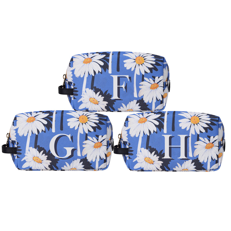 Fonfique bacio make-up washbag makyaj çantası seyahat çantası papatya daisy mavi blue beyaz white hediye gift monogram alphabet 