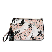 Fonfique dalida clutch boncuk püsküllü el çantası portfoy sapli çanta summer yazlık matisse leaves pink yaprak pembe pastel