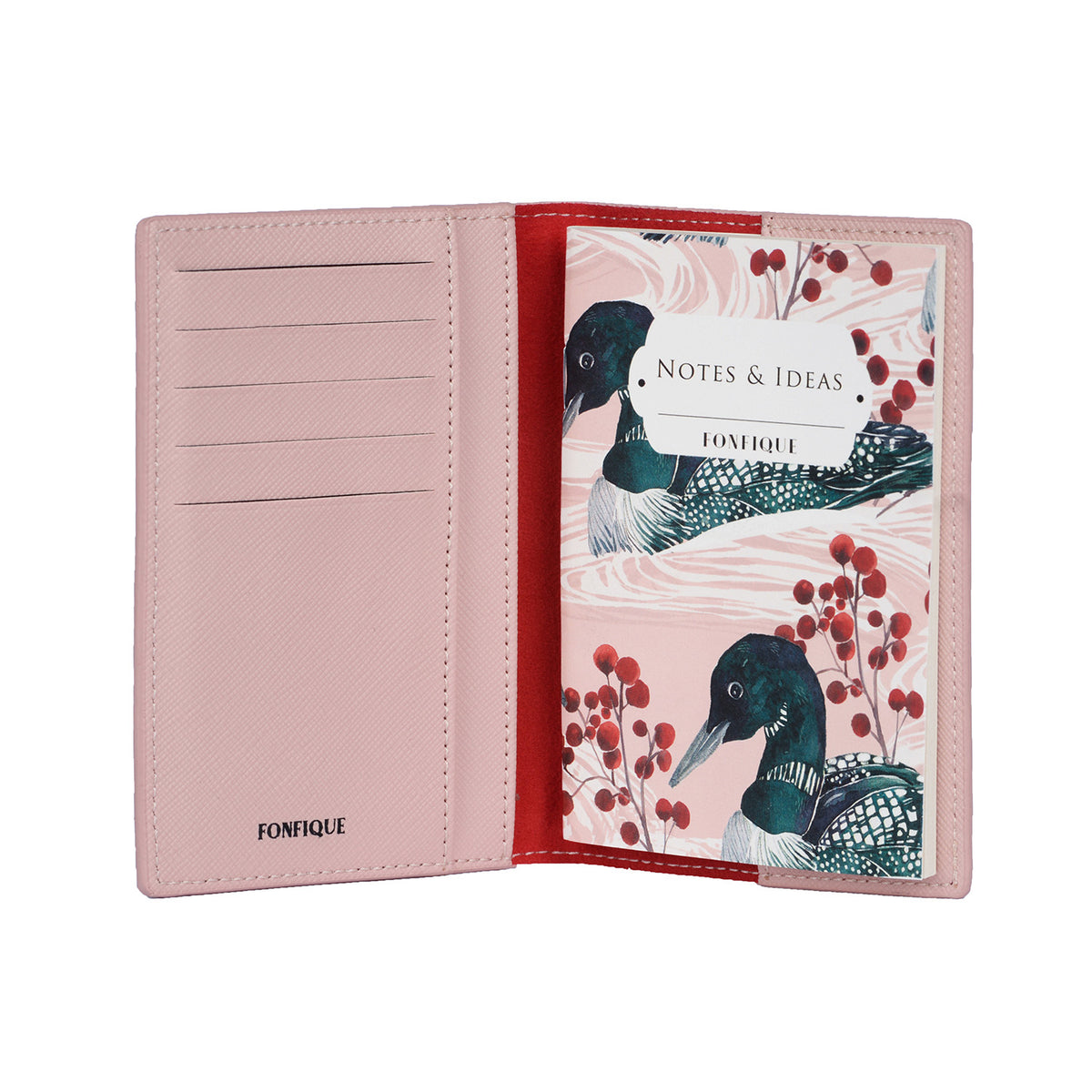 Fonfique gemma pasaport cover holder cover pasaport kılıfı mini düzenleyici Ördek loon birds pembe pink hediye gift