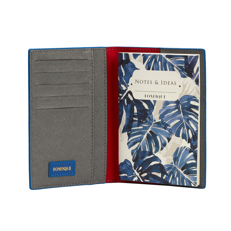 Fonfique gemma pasaport holdercover pasaport kılıfı pasaportluk devetabanı mavi monstera blue yaprak leaf hediye gift 