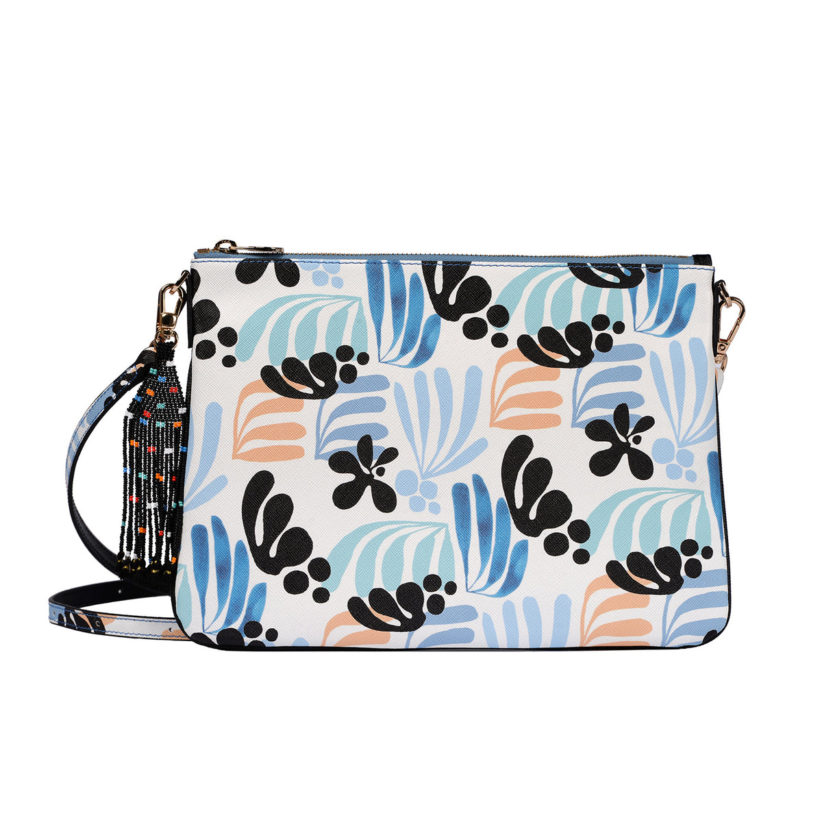 Fonfique Merita Clutch portföy çanta askılı çanta boncuklu geo blue mavi turkuaz yazlık summer hediye gift