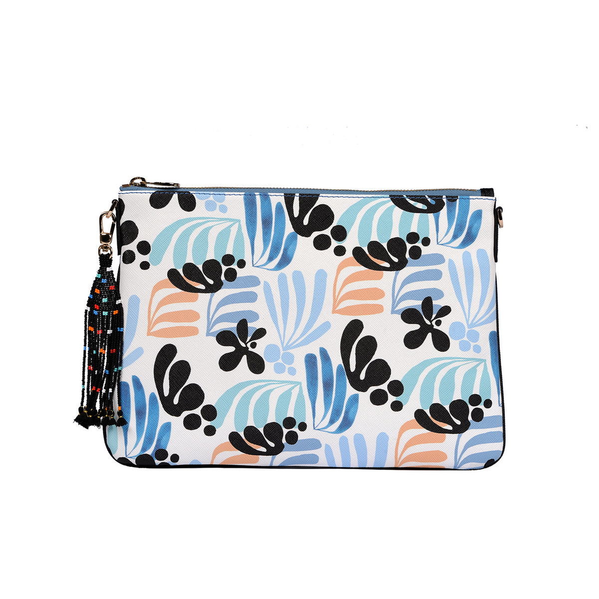 Fonfique Merita Clutch portföy çanta askılı çanta boncuklu geo blue mavi turkuaz yazlık summer hediye gift