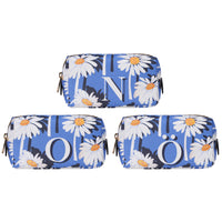 Fonfique MiniBacio Pouch makeup bag makyaj cantasi papatya daisy mavi beyaz blue white monogram hediye gift