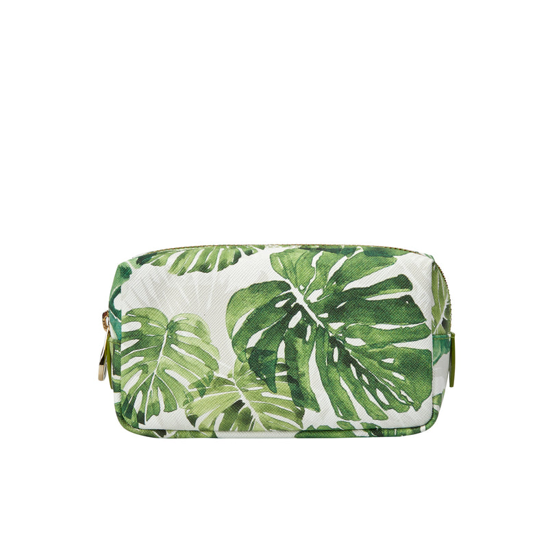 Fonfique Mini Bacio pouch makyaj çantası  make up bag devetabanı yeşil monstrea green yaprak hediye Gift