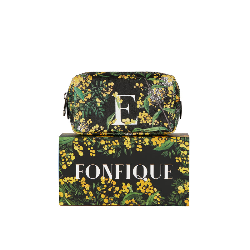 Fonfique MiniBacio Pouch makeup bag makyaj cantasi mimoza mimosa yellow sarı monogram hediye gift