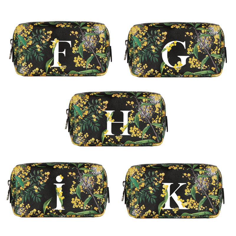 Mini Bacio Makyaj Çantası Mimoza - Fonfique Fonfique MiniBacio Pouch makeup bag makyaj cantasi mimoza mimosa yellow sarı monogram hediye gift